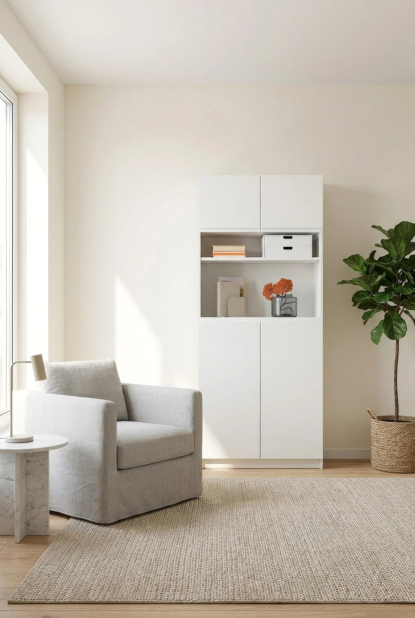 BILLY bookcase with white fronts from ABOUT SHELVES
